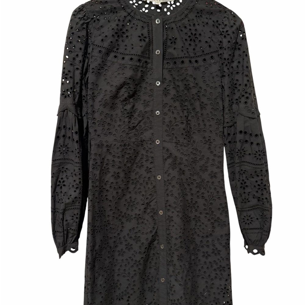 Veronica Beard Black Yana Eyelet Dress – Size 4 (100% Cotton)